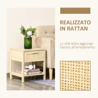 Comodino Moderno con Cassetto e Ripiano Inferiore Portaoggetti, in MDF, 40x40x48 cm, color Legno