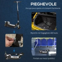 Monopattino Pieghevole per Bambini 7-12 Anni da 120W con Freno e Cavalletto, 75x37x98 cm, Nero