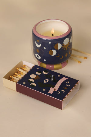 Candela Adopo Moon Phases In Ceramica - Jasmine & Rose - Confezionata in Scatola