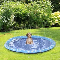 Piscina tappeto a getti d'acqua per cane pieghevole facile da trasportare PVC 150 cm di diametro blu