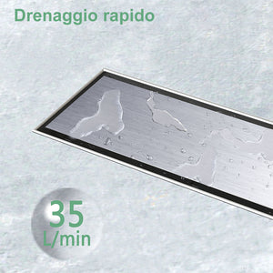 AICA ITALY Canalina doccia a pavimento 60cm con sifone giravole 360°e 2-in-1 scarico doccia Modello standard