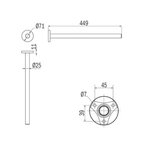 Inda - Porta asciugamani fisso a bandiera cromo lucido L.45
