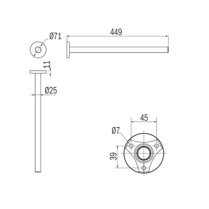 Inda - Porta asciugamani fisso a bandiera cromo lucido L.45