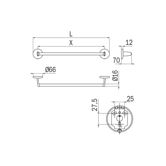 Inda - Porta asciugamani tagliabile cromo lucido L.52
