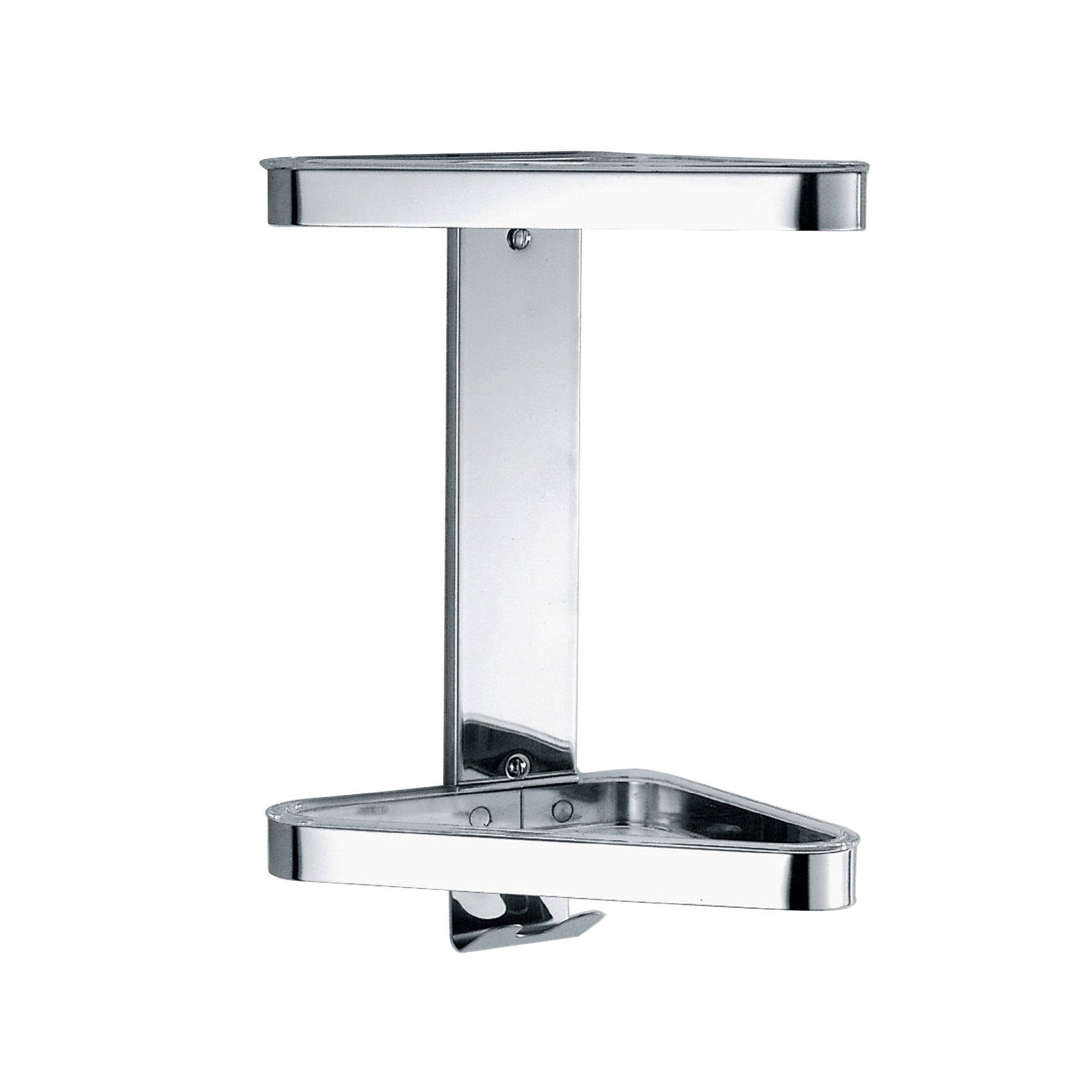 Inda - Cestino portaoggetti doccia angolare con 2 ripiani cromo lucido