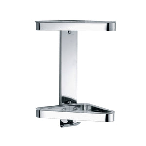 Inda - Cestino portaoggetti doccia angolare con 2 ripiani cromo lucido