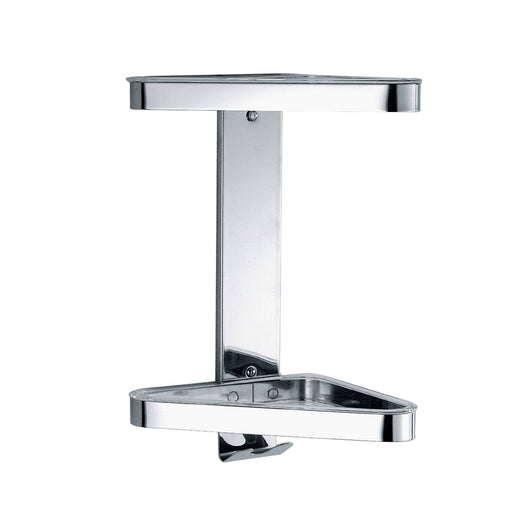 Inda - Cestino portaoggetti doccia angolare con 2 ripiani cromo lucido