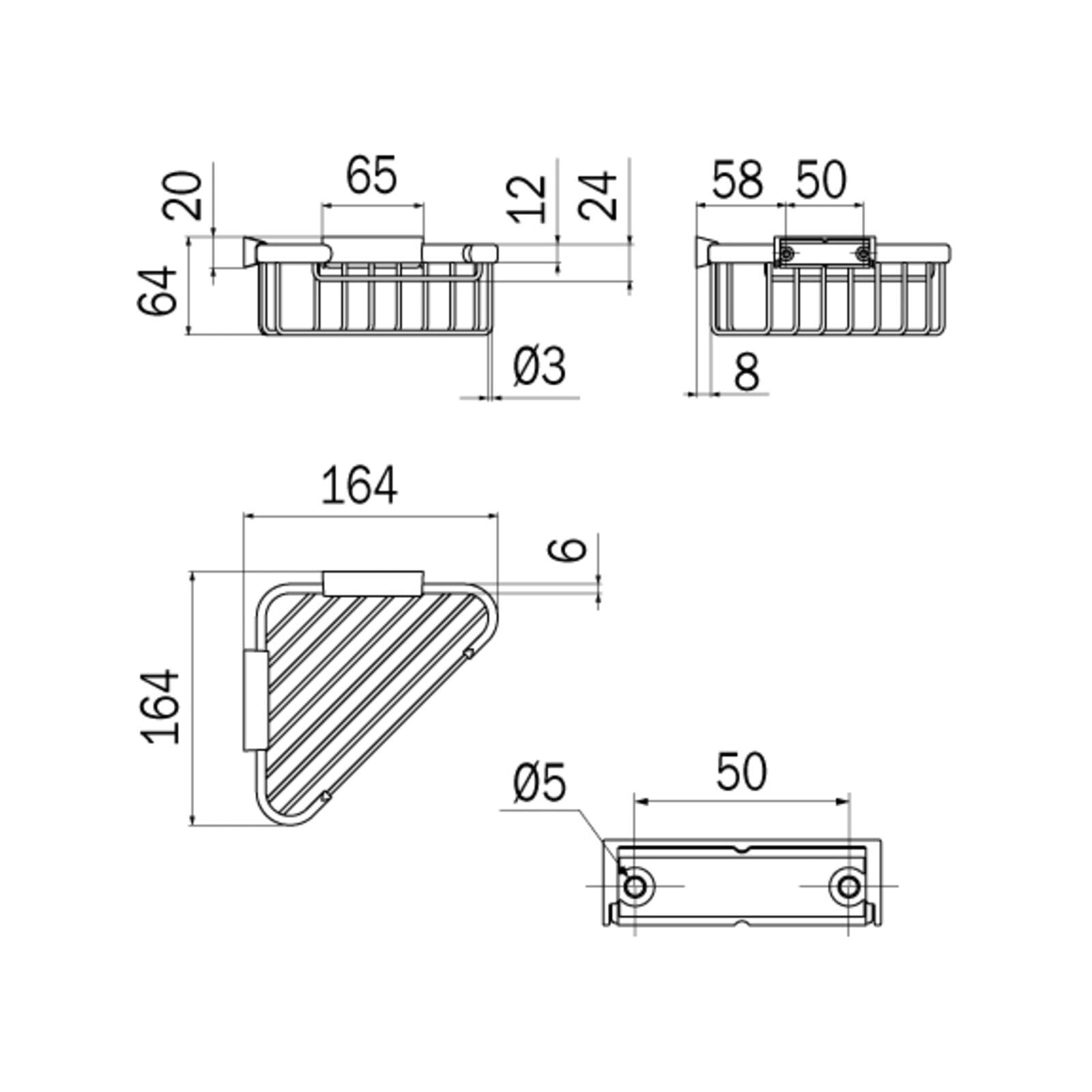 Inda - Cestino portaoggetti doccia L.17 H.7 cm angolare in ottone cromato