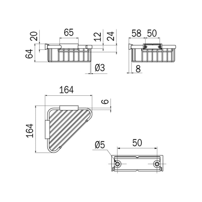 Inda - Cestino portaoggetti doccia L.17 H.7 cm angolare in ottone cromato