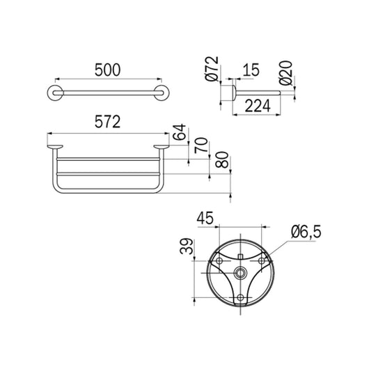 Inda - Porta teli Hotellerie in ottone cromato L.57 cm