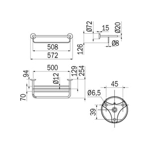 Inda - Porta teli con Porta asciugamani Hotellerie in ottone cromato L.57 cm