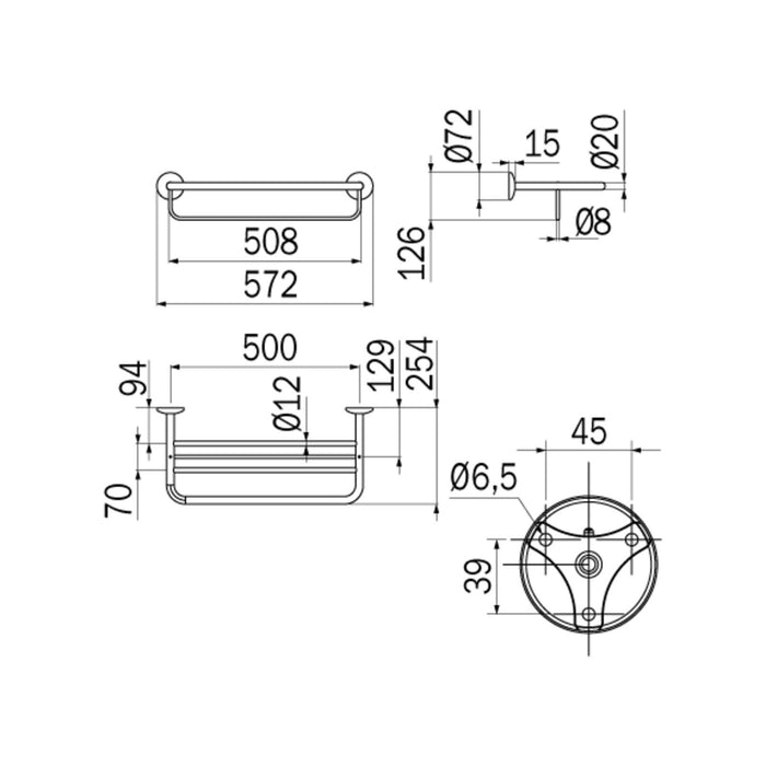 Inda - Porta teli con Porta asciugamani Hotellerie in ottone cromato L.57 cm