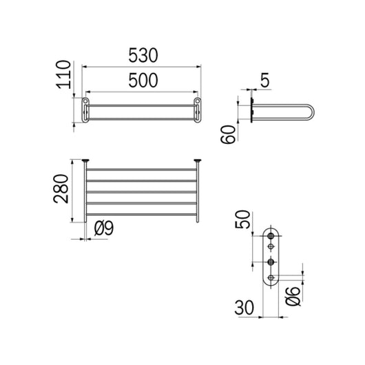 Inda - Porta teli con Porta asciugamani Hotellerie in ottone cromato L.53 cm