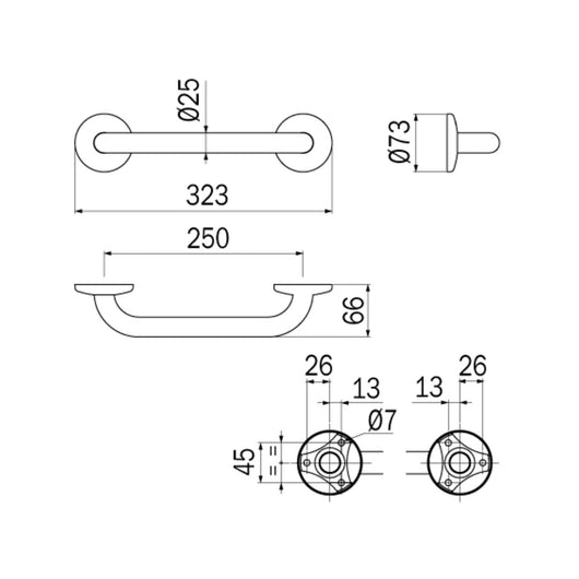Inda - Maniglione di sicurezza cromo lucido L.33 cm