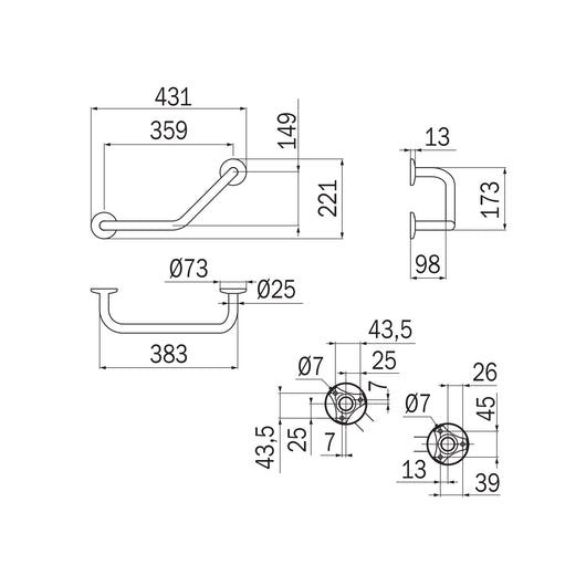 Inda - Maniglione di sicurezza cromo lucido L.43 cm