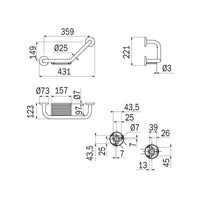 Inda - Maniglione con cestino cromo lucido L.43 cm reversibile