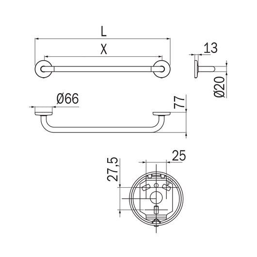 Inda - Porta asciugamani cromo lucido L.37
