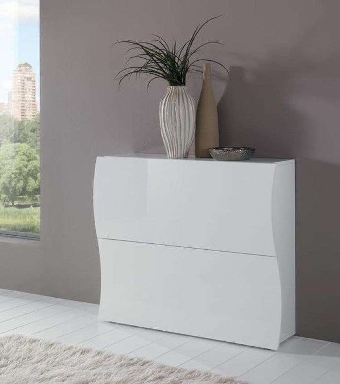 Scarpiera 2 ante L 101 x H 81.5 x P 26.6 cm 16 paia, colore bianco