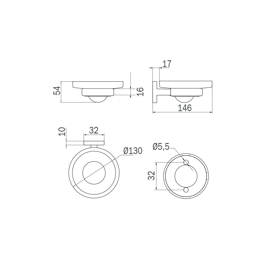 Inda - Portasapone a parete Gealuna acciaio cromato/vetro trasparente