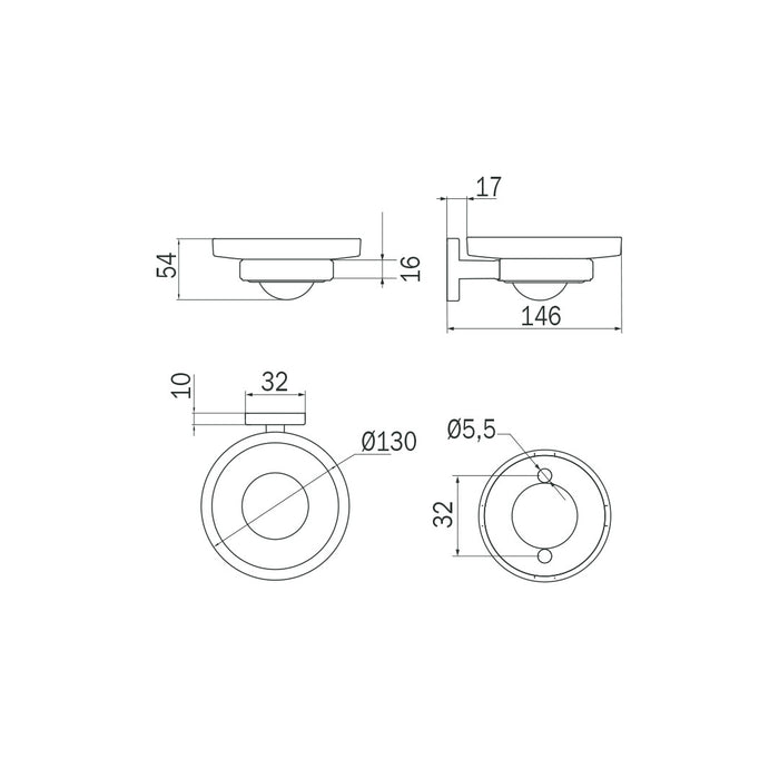 Inda - Portasapone a parete Gealuna acciaio cromato/vetro trasparente