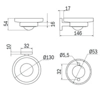Inda - Portasapone a parete Gealuna acciaio nero / vetro trasparente