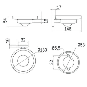 Inda - Portasapone a parete Gealuna acciaio nero / vetro trasparente