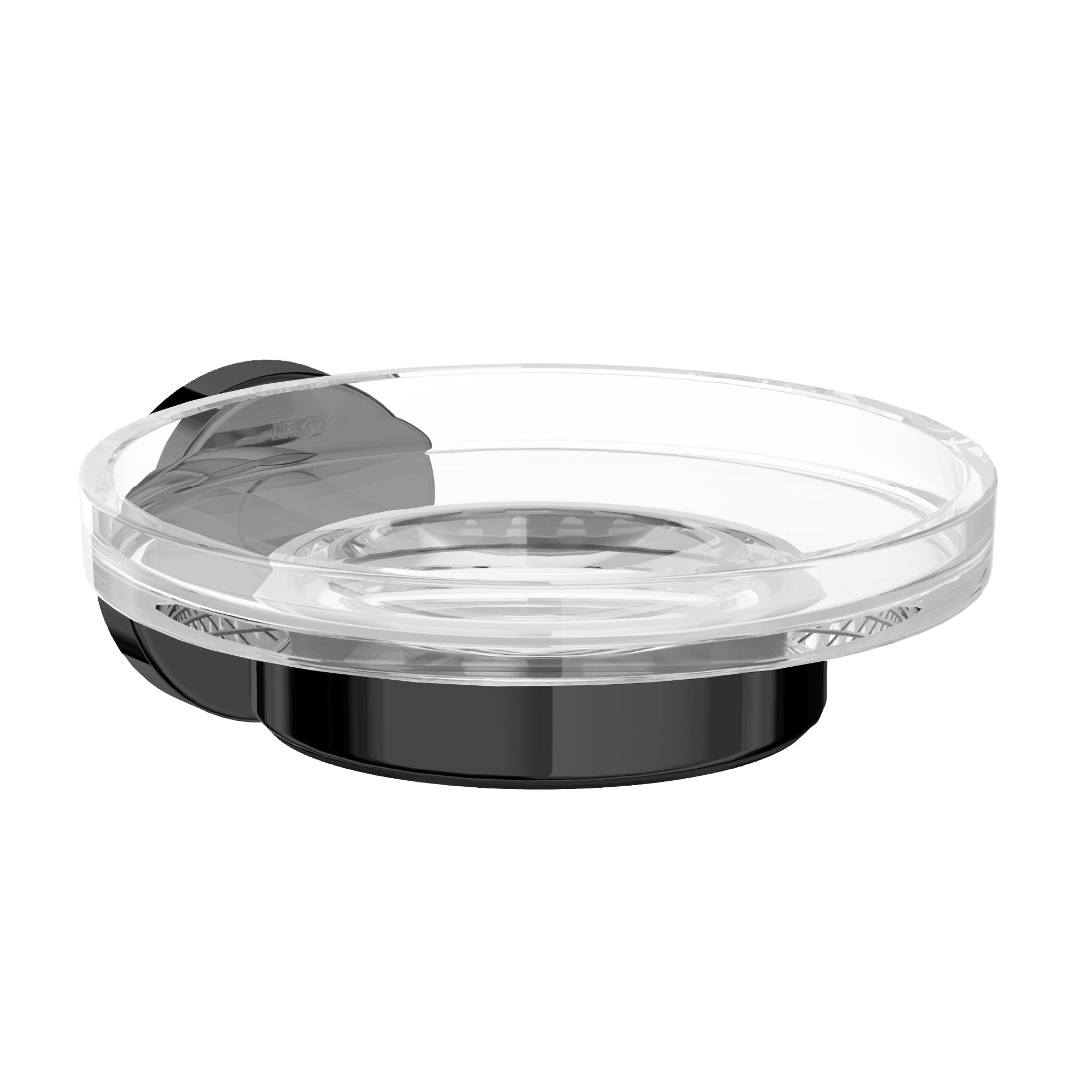 Inda - Portasapone a parete Gealuna acciaio nero / vetro trasparente