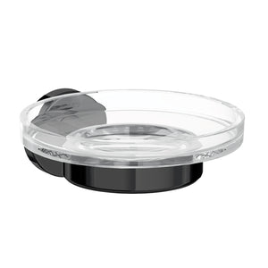 Inda - Portasapone a parete Gealuna acciaio nero / vetro trasparente