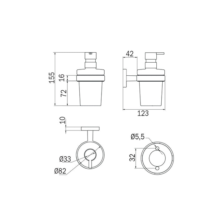 Inda - Dispenser sapone a parete Gealuna cromo lucido/trasparente 250 ml