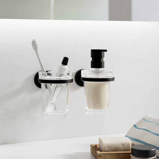 Inda - Dispenser sapone a parete Gealuna nero / trasparente 250 ml