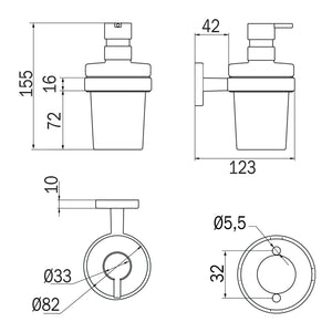 Inda - Dispenser sapone a parete Gealuna in acciaio spazzolato /trasparente