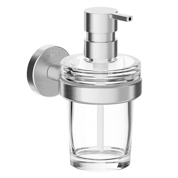Inda - Dispenser sapone a parete Gealuna in acciaio spazzolato /trasparente