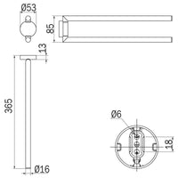 Inda - Porta asciugamani doppio a snodo Gealuna in acciaio nero L.36,5 cm