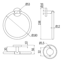 Inda - Porta asciugamani ad anello Gealuna in acciaio nero