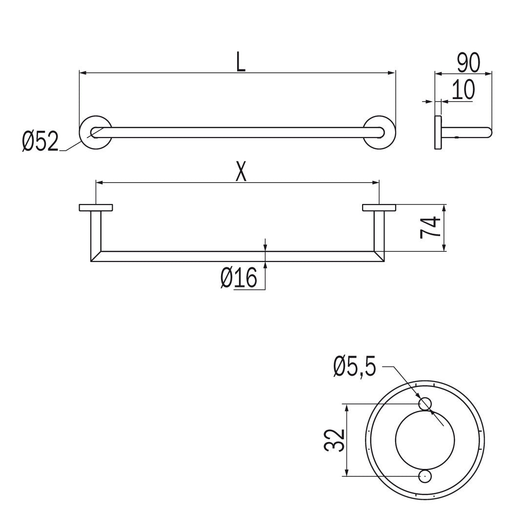 Inda - Porta asciugamani Gealuna in acciaio cromato L.85 cm