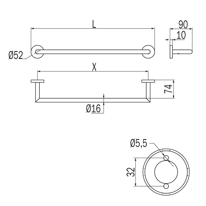 Inda - Porta asciugamani Gealuna in acciaio cromato L.85 cm