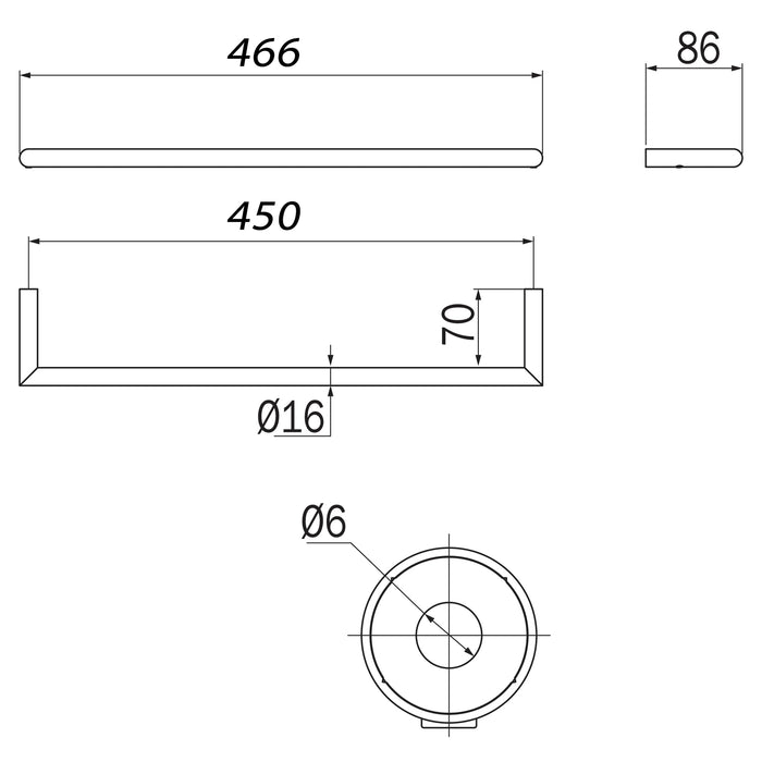 Inda - Porta asciugamani senza placca Gealuna L.46,6 cm in acciaio nero
