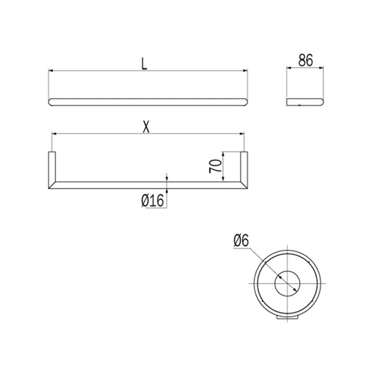 Inda - Porta asciugamani senza placca Gealuna L.61,6 cm in acciaio cromato