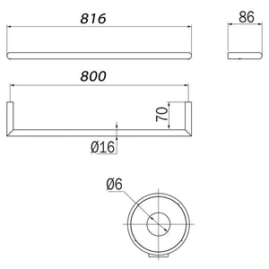 Inda - Porta asciugamani senza placca Gealuna L.81,6 cm in acciaio nero