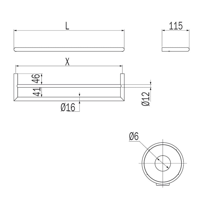 Inda - Porta asciugamani doppio Gealuna L.65 cm in acciaio spazzolato