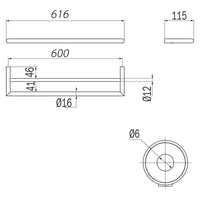 Inda - Porta asciugamani doppio senza placca Gealuna L.61 cm nero
