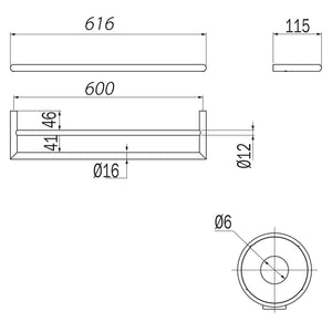 Inda - Porta asciugamani doppio senza placca Gealuna L.61 cm nero