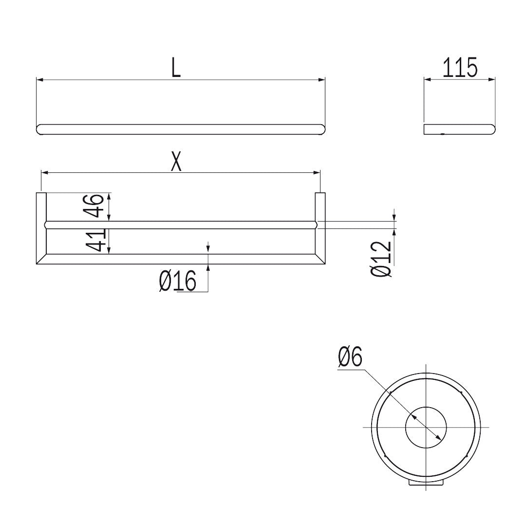 Inda - Porta asciugamani doppio senza placca Gealuna L.61,6 cm spazzolato
