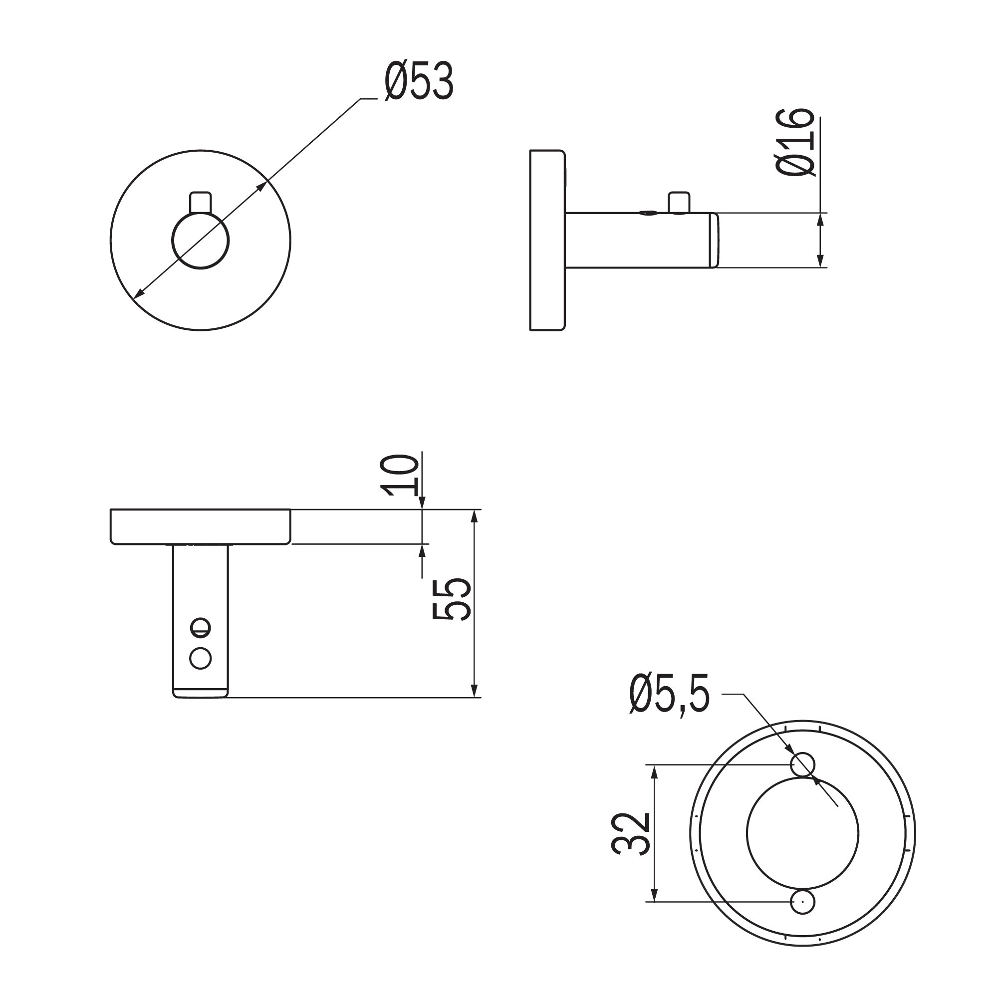 Inda - Appendiabiti a gancio Gealuna in acciaio nero