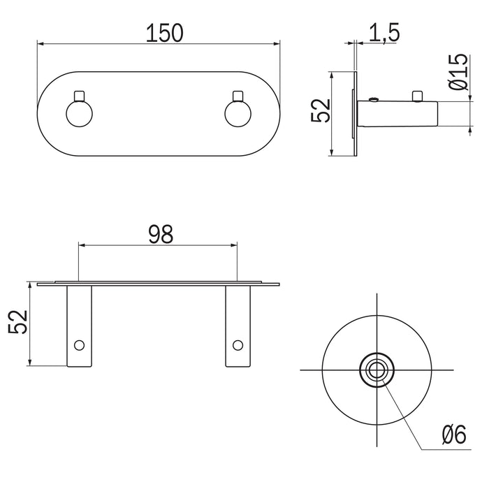 Inda - Appendiabiti doppio Gealuna in acciaio nero