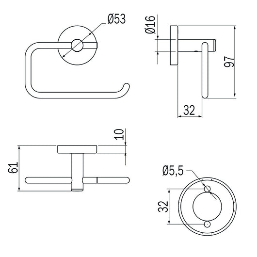 Inda - Portarotolo basculante Gealuna in acciaio cromato