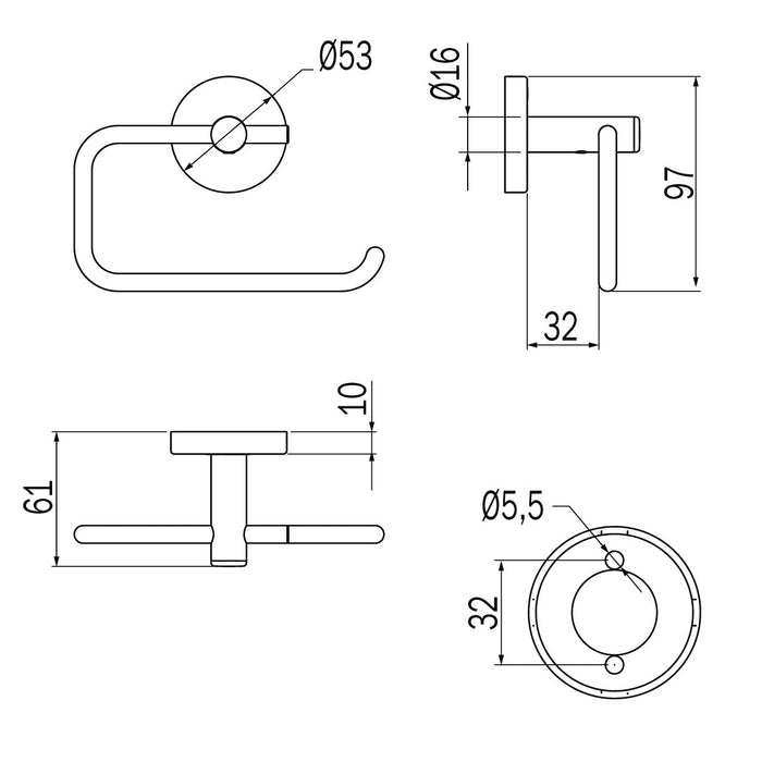 Inda - Portarotolo basculante Gealuna in acciaio cromato