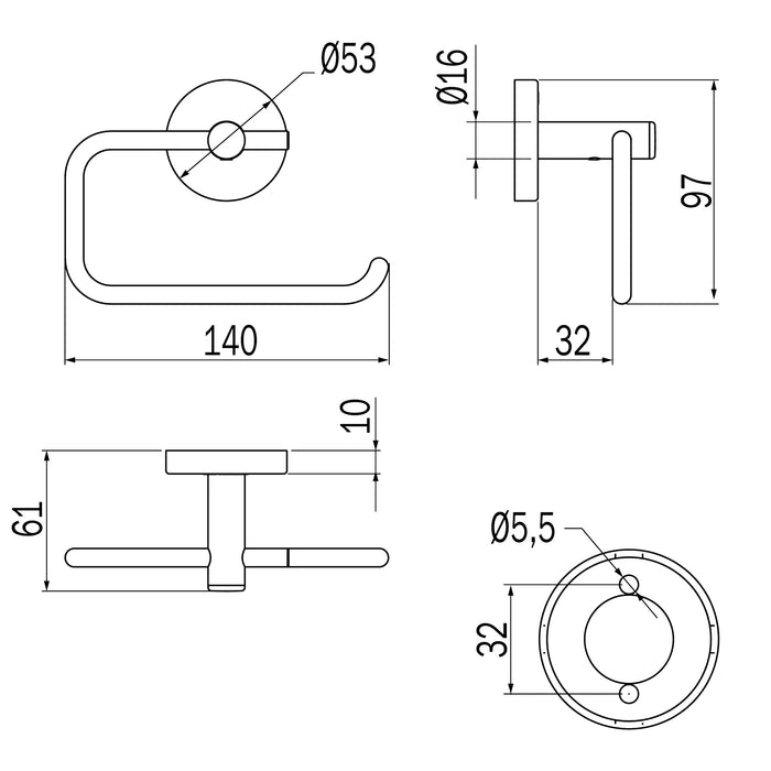 Inda - Portarotolo basculante Gealuna in acciaio nero