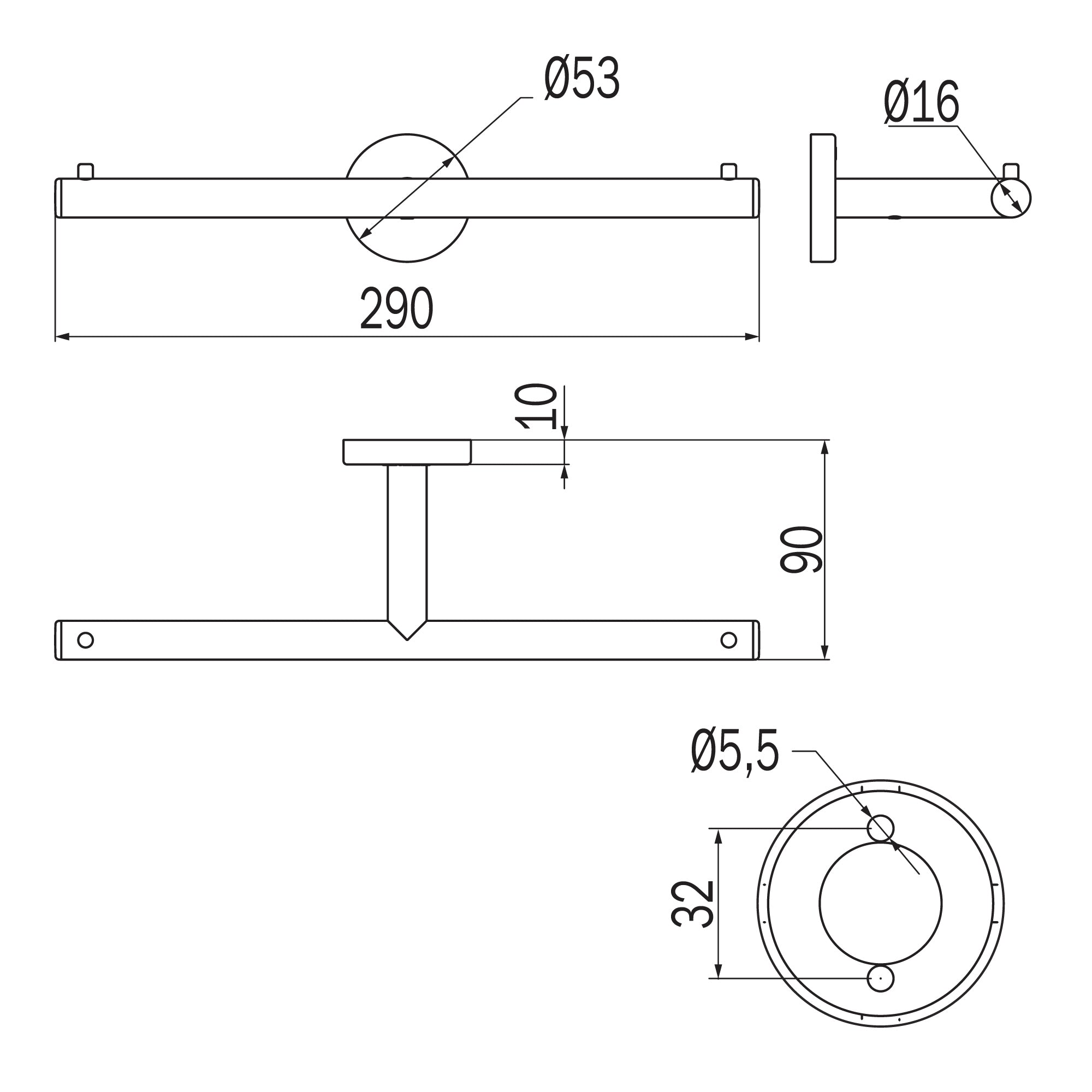 Inda - Portarotolo doppio Gealuna in acciaio nero