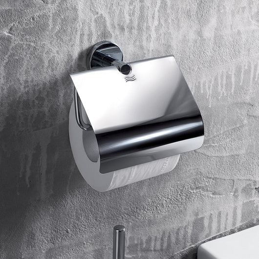 Inda - Portarotolo basculante con coperchio Gealuna in acciaio cromato